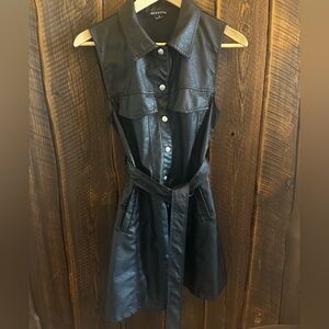 Hers and mine faux leather dress with pockets small worn once